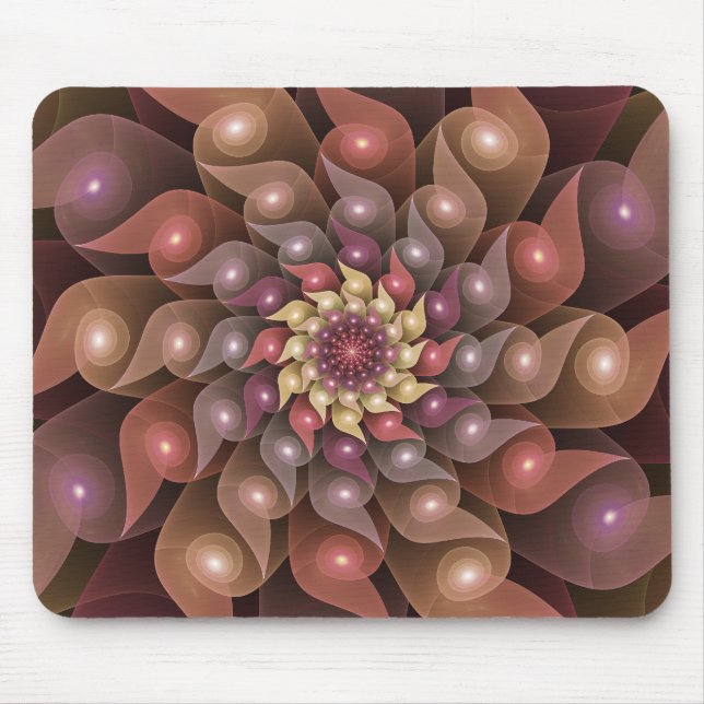 Spiral Wings, Modern Abstract Colourful Fractal Ar Mouse Pad (Front)