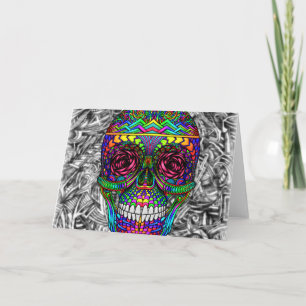 Spiral Zen Candy Skull Abstract Art Dead Head Card