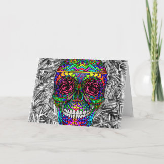 Spiral Zen Candy Skull Abstract Art Dead Head Card