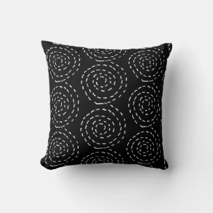 Spirale blanche moderne sur oreiller à lancer noir