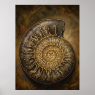 Spirale d'ammonite Affiche d'art de l'ancienne sag