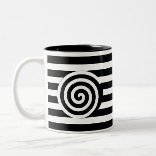 Spirale sur la Mug de café rayé noir et blanc
