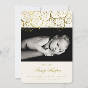 Spirales d'or Nouveau Faire-part de naissance phot