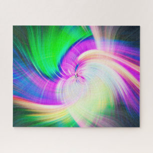 SPIRALFLUO - Psychedelic Colourful Modern Fractal Jigsaw Puzzle