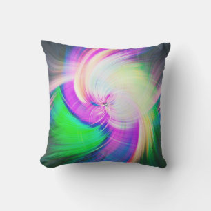SPIRALFLUO - Psychedelic Colourful Modern Fractal  Outdoor Pillow