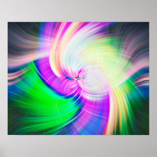 SPIRALFLUO - Psychedelic Colourful Modern Fractal Poster