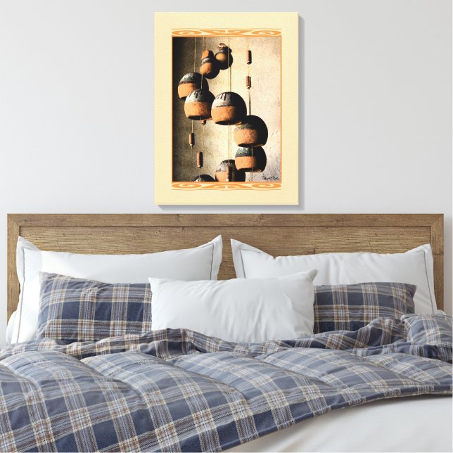 Spiralled Clay Wind Chimes Still Life Canvas Print (Insitu(Bedroom))