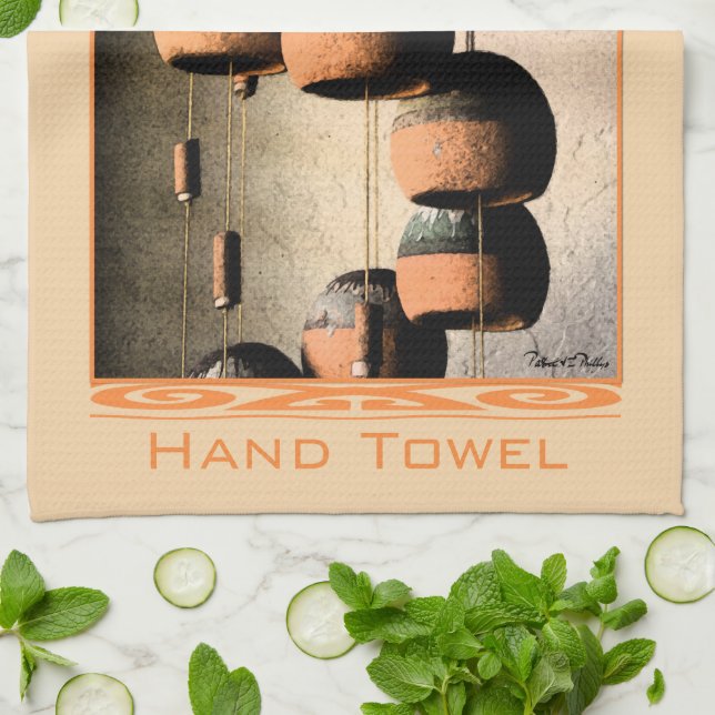 Spiralled Clay Wind Chimes Still Life Kitchen Towel (Folded)