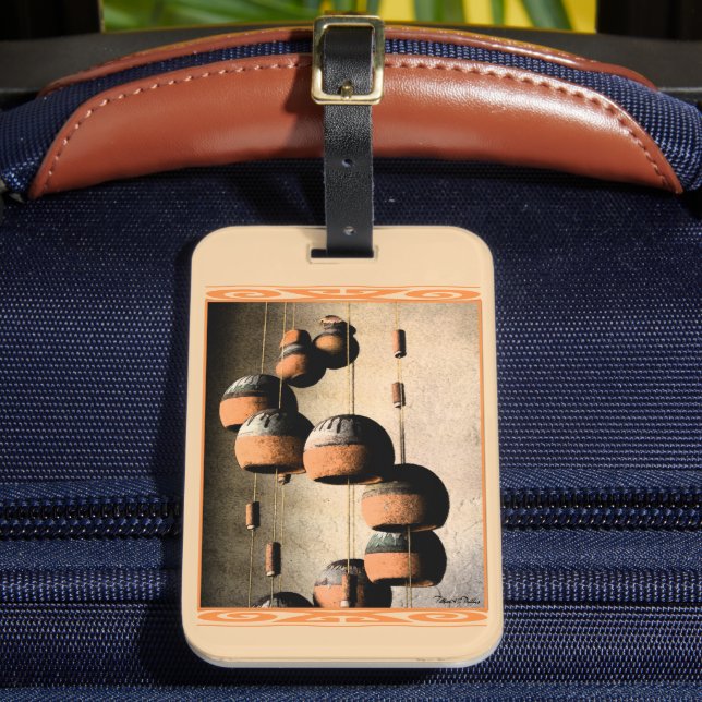 Spiralled Clay Wind Chimes Still Life Luggage Tag (Front Insitu 2)