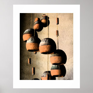 Spiralled Clay Wind Chimes Still Life Poster