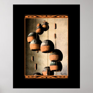 Spiralled Clay Wind Chimes Still Life Poster