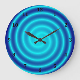 Spiralling Blue Vertigo Large Clock