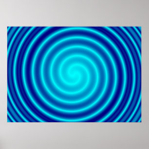 Spiralling Blue Vertigo Poster