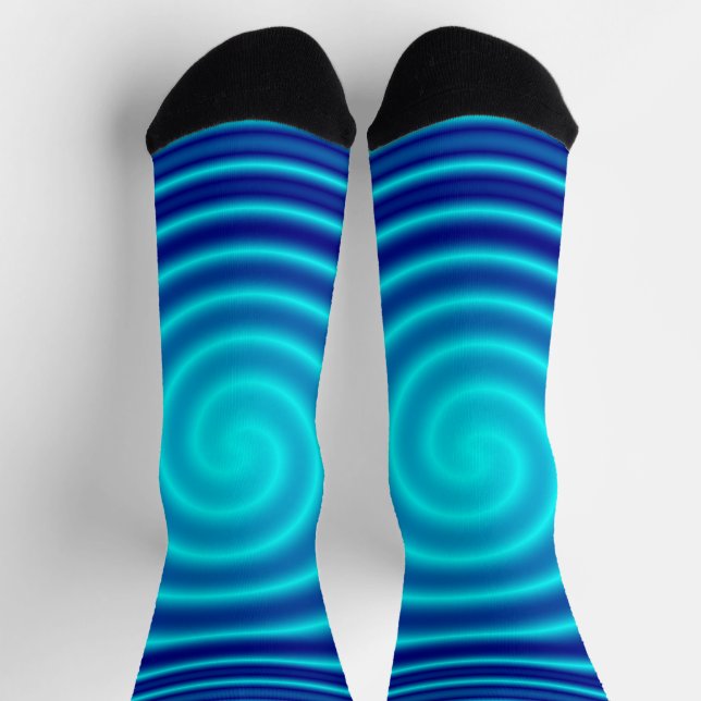 Spiralling Blue Vertigo Socks (Top)