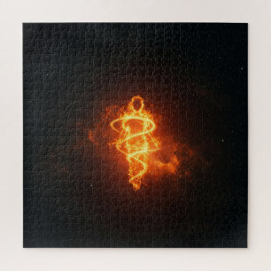 Spiralling Fire Spirit in Deep Dark Outer Space Jigsaw Puzzle