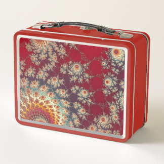 Spiralling Floral Pattern Metal Lunch Box
