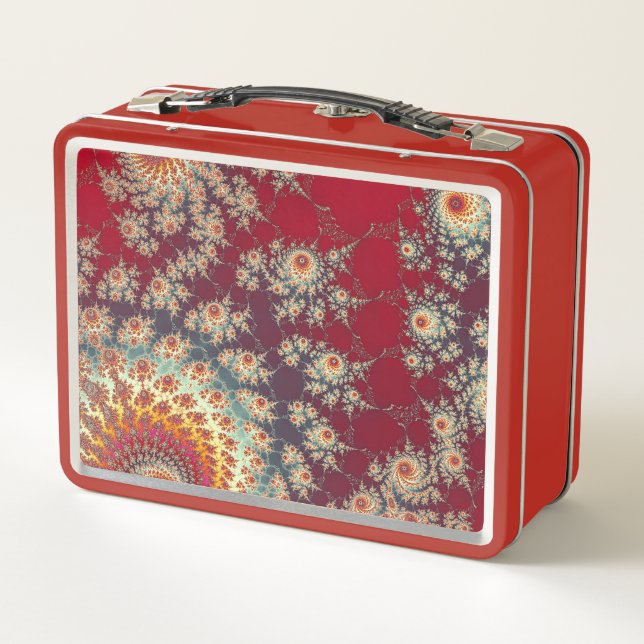 Spiralling Floral Pattern Metal Lunch Box (Back)