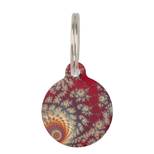 Spiralling Floral Pattern Pet Tag (Front)