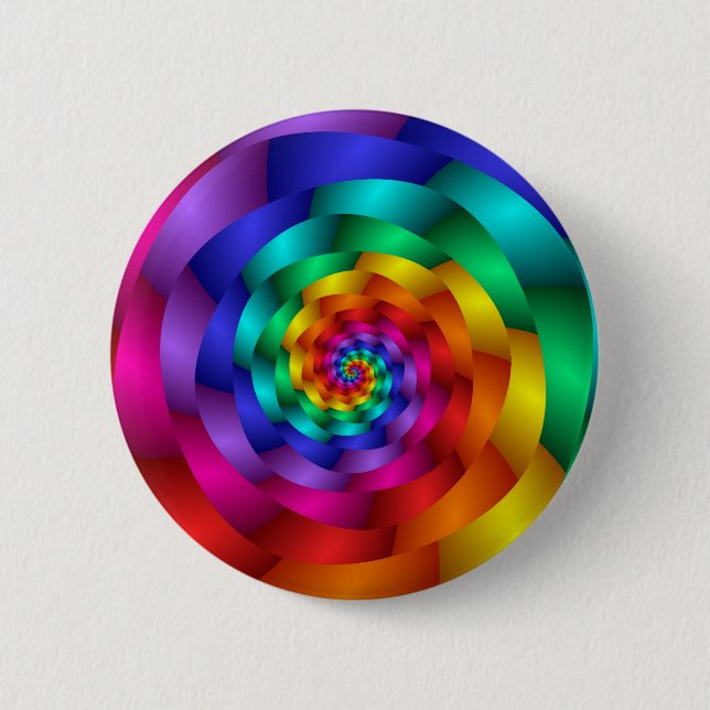 Spiralling Rainbow Rose 2 Inch Round Button (Front)