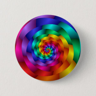 Spiralling Rainbow Rose 2 Inch Round Button