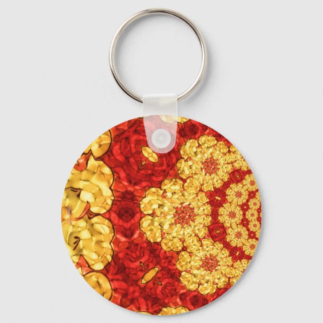 Spiralling Red and Gold Abstract Keychain (Front)