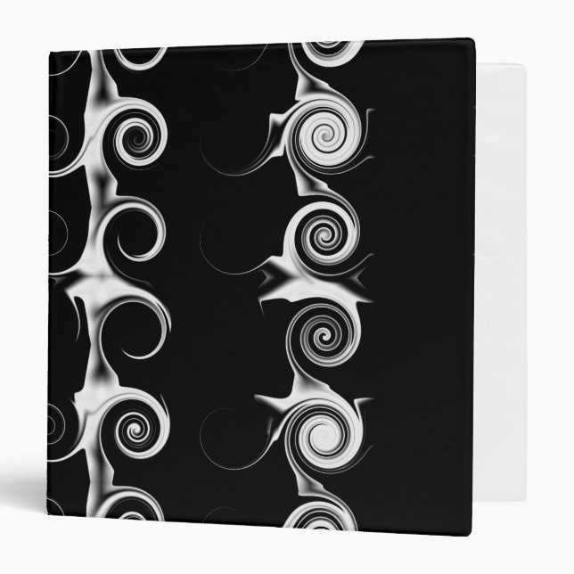 Spirals and Swirls Black and White Pattern Binder (Front/Inside)