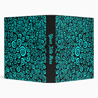 Spirals - Black on Cyan 00FFFF Binder