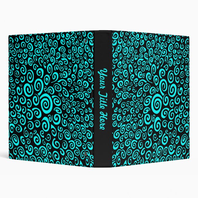 Spirals - Black on Cyan 00FFFF Binder (Background)