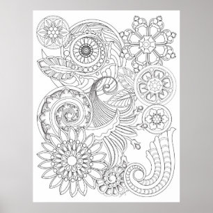 Spirals Flowers: MEDIUM DIY Colouring by Sonja Poster