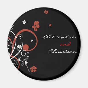 Spirals & Flowers Wedding Save The Date 2 Magnet