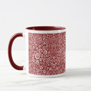 Spirals - Maroon on White Mug