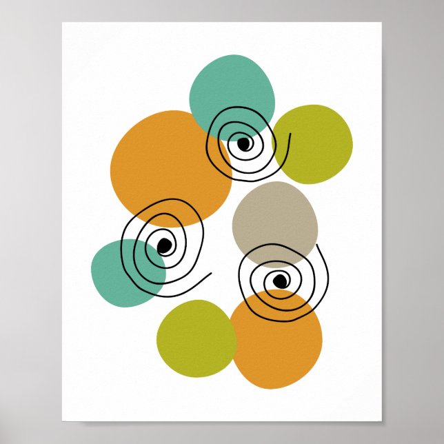 Spirals Mid Century Modern Colourful Geometric Poster (Front)