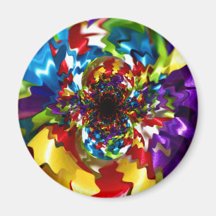 Spirals of Joy Kaleidoscope Fractal Art Magnet
