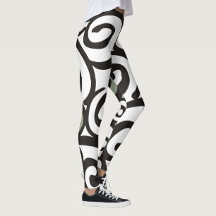 Spirals Pattern Black & White + your backgr. Leggings