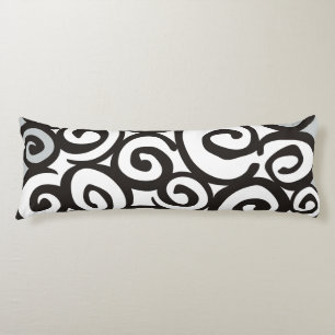 Spirals Pattern Black & White + your ideas Body Pillow