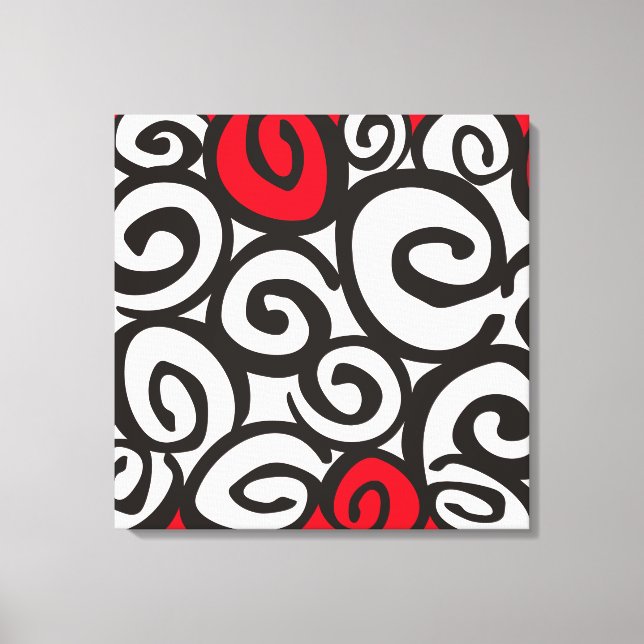 Spirals Pattern Black & White + your ideas Canvas Print (Front)