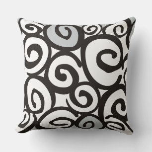 Spirals Pattern Black & White + your ideas Throw Pillow