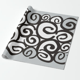 Spirals Pattern Black & White + your ideas Wrapping Paper