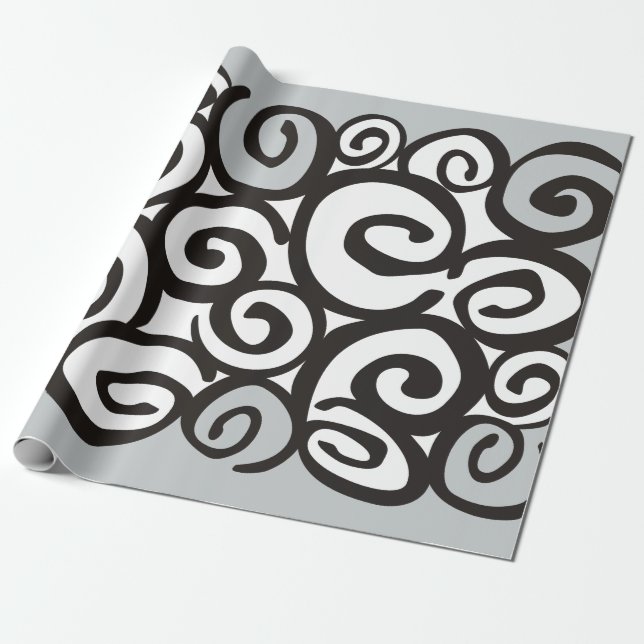Spirals Pattern Black & White + your ideas Wrapping Paper (Unrolled)