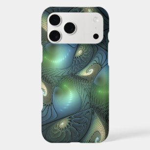 Spirals Teal Beige Green Abstract Fractal Art