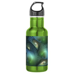 Spirals Teal Beige Green Abstract Fractal Art 532 Ml Water Bottle