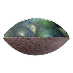 Spirals Teal Beige Green Abstract Fractal Art Football