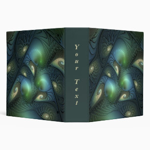 Spirals Teal Beige Green Abstract Fractal Art Text Binder