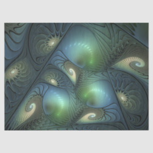 Spirals Teal Beige Green Abstract Fractal Art Tissue Paper