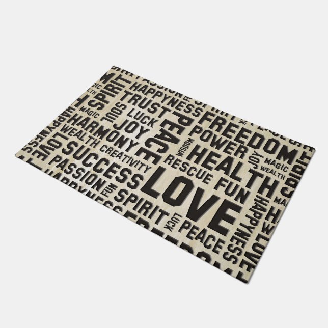 Spirit Affirmations of life BLACK + your backgr. Doormat (Angled)