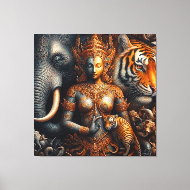 spirit artwork elephant tiger canvas print (Front)