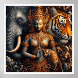 spirit artwork elephant tiger poster