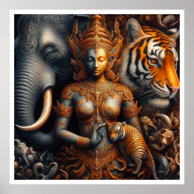 spirit artwork elephant tiger poster (Front)