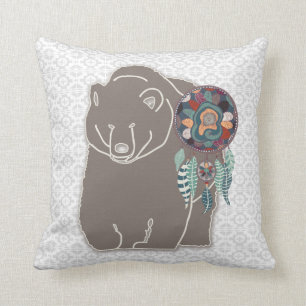 Spirit Bear Two-Sided Native American Tribal Throw Pillow