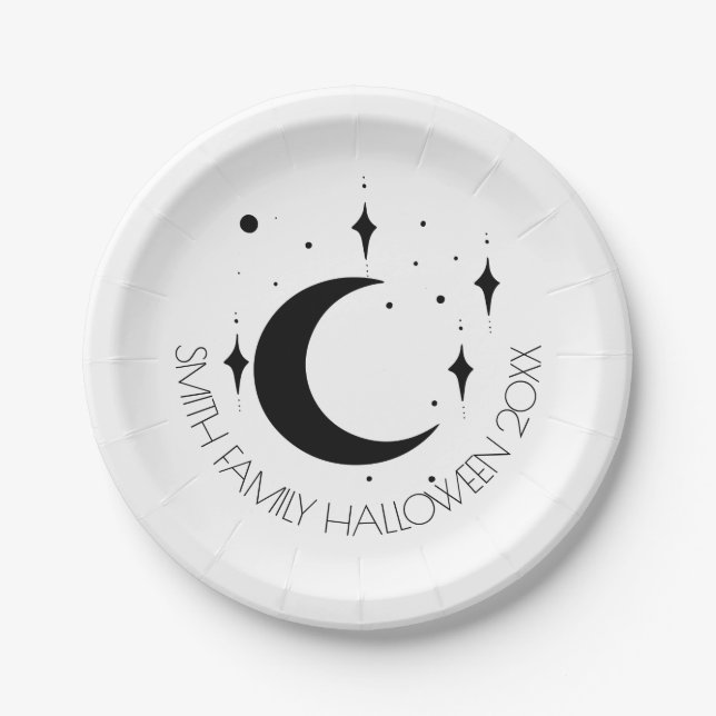 Spirit Board Black & White Halloween Paper Plates (Front)